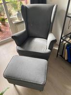 Fauteuil IKEA STRANDMON met voetenbankje, Huis en Inrichting, Ophalen, Zo goed als nieuw, Grijs