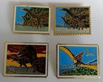 4x Vintage Jonathon Orby dinosaurus postzegels pins/broches, Goud, Overige materialen, 4 tot 7 cm, Gebruikt