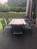 Te koop tuintafel met 6 stoelen, Ophalen, Gebruikt, Rechthoekig, Overige materialen