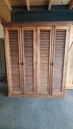 Houten kast met Louvre deuren, Ophalen, 150 tot 200 cm, Landelijk, 150 tot 200 cm