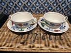 Boerenbont Kop en Schotel Set Soepkommen, Gebruikt, Ophalen of Verzenden, Kop(pen) en/of Schotel(s), Aardewerk