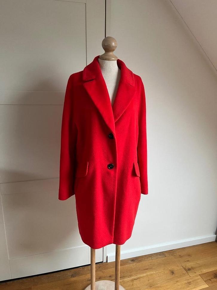 Marc cain rode alpaca wollen mantel N3 38/40, Kleding | Dames, Jassen | Winter, Zo goed als nieuw, Maat 38/40 (M), Rood, Ophalen of Verzenden