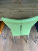 6 Alice leren eetkamerstoelen met aluminium poten, Huis en Inrichting, Stoelen, Ophalen, Gebruikt, Overige kleuren, Leer