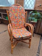 Vintage stoel van manou incl kussen, Ophalen, Gebruikt, Bruin, Riet of Rotan