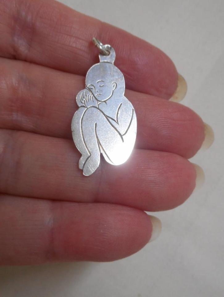 Zilveren aparte vintage hanger nr.1068, Sieraden, Tassen en Uiterlijk, Kettinghangers, Zo goed als nieuw, Zilver, Zilver, Verzenden