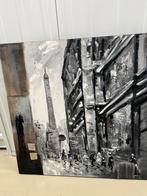 Schilderij: Stadsgezicht in zwart-wit, Antiek en Kunst, Kunst | Schilderijen | Klassiek, Ophalen of Verzenden