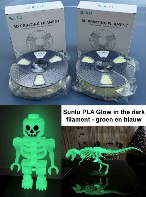 Sunlu PLA Glow in the dark Filament 1.75mm 1kg/rol, Computers en Software, 3D-printerbenodigheden, Nieuw, Ophalen of Verzenden