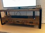 Zo Goed Als Nieuw TV Meubel - Mangohout & Staal, Ophalen, 100 tot 150 cm, Zo goed als nieuw, Minder dan 100 cm