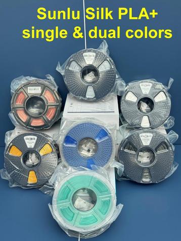 Sunlu Silk PLA+ single & dual colors beschikbaar voor biedingen