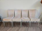 4 mooie crèmekleurige velvet stoelen, Huis en Inrichting, Stoelen, Ophalen, Gebruikt, Wit, Vier