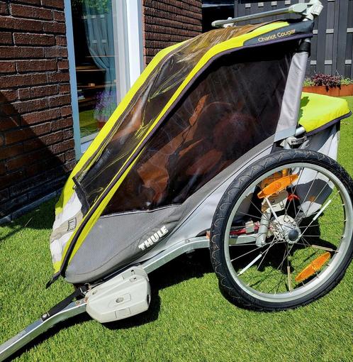 Thule Cougar Chariot 2 persoons, Fietsen en Brommers, Fietsaccessoires | Aanhangers en Karren, Zo goed als nieuw, Kinderkar, Vering