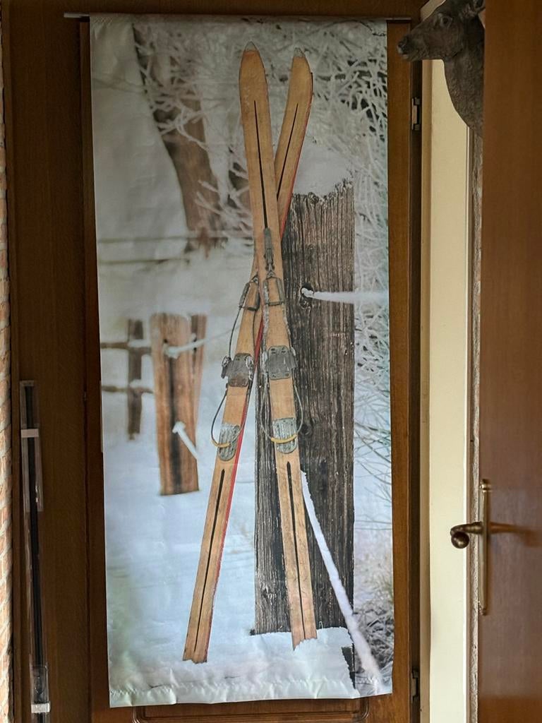 Groot Wanddoek Skihut Alpenstijl - 180x75cm, Huis en Inrichting, Ophalen of Verzenden, Nieuw