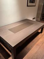 Mooie  salontafel kleur brons/bruin massief hout, Glas, 100 tot 150 cm, Zo goed als nieuw, Modern