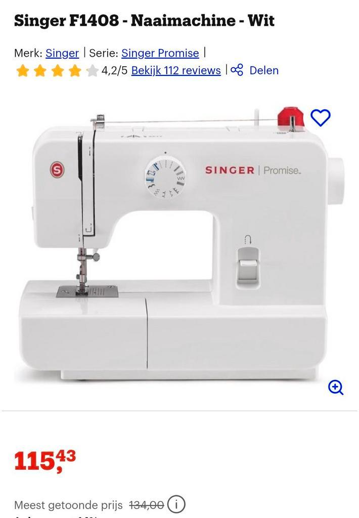 Singer F1408 - Naaimachine, Hobby en Vrije tijd, Naaimachines en Toebehoren, Zo goed als nieuw, Naaimachine, Singer, Ophalen of Verzenden