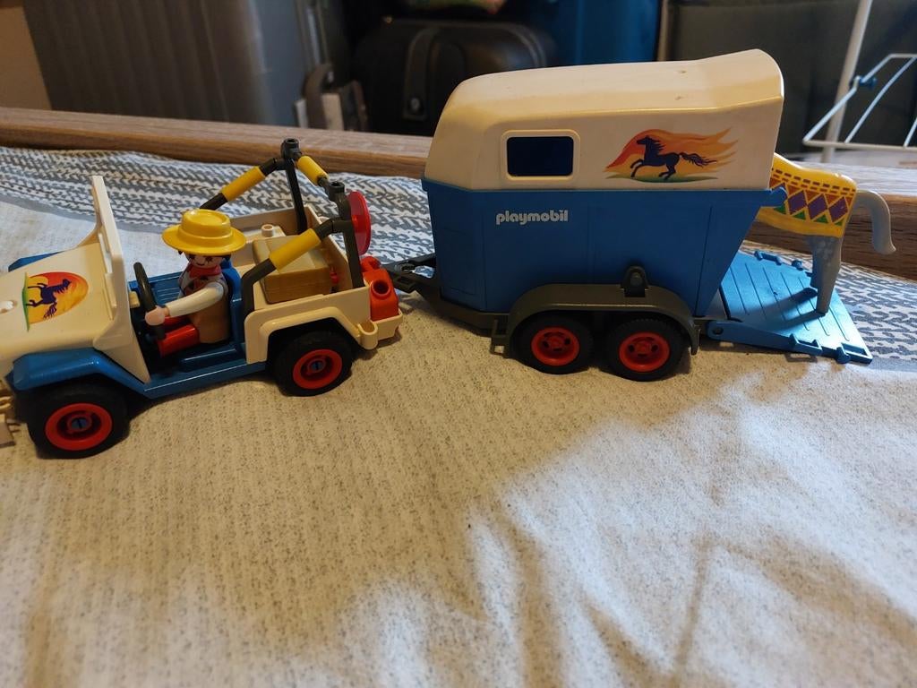 Playmobil auto met paardentrailer, Ophalen of Verzenden
