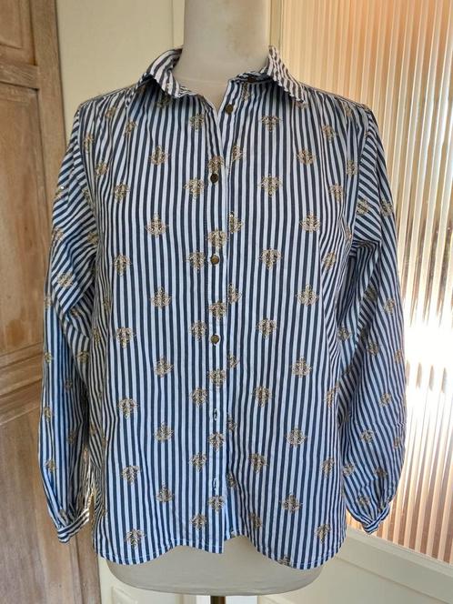 SUMMUM! Z.g.a.n gestreepte blouse maat 34/36, Kleding | Dames, Blouses en Tunieken, Zo goed als nieuw, Maat 36 (S), Grijs, Ophalen of Verzenden