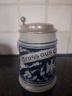 Vintage bierpul met tinnen deksel | Gruss aus Österreich, Ophalen of Verzenden, Zo goed als nieuw, Pul(len), Overige merken