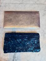 Zilver kleurige en nacht blauwe clutch avondtasje, Ophalen of Verzenden, Gebruikt, Overige kleuren, Avondtasje