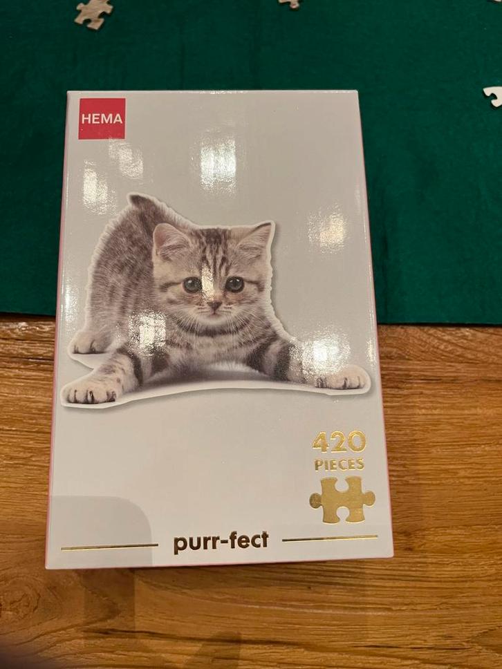 Hema Poes Puzzel 420 Stukjes + Puzzelkleed, Hobby en Vrije tijd, Denksport en Puzzels, Zo goed als nieuw, Legpuzzel, Minder dan 500 stukjes