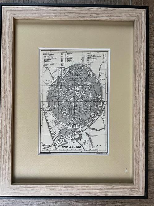 1850-1890 Plattegrond Mechelen - Malines België, Antiek en Kunst, Kunst | Etsen en Gravures, Ophalen of Verzenden