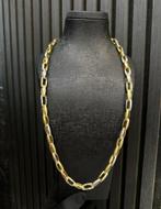 14K gouden bicolor massieve schakel ketting, Ophalen of Verzenden, Zo goed als nieuw, Goud, Goud