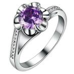 SALE: Silverplated ring Bloem met paars strass, Verzenden, SINO-SEAR GmbH, Paars, Feuerbachstrasse 11, 14471 Potsdam, Germany