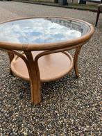 Salontafel met glazen plaat - 75cm doorsnede, Ophalen, Gebruikt, Rond, 50 tot 100 cm