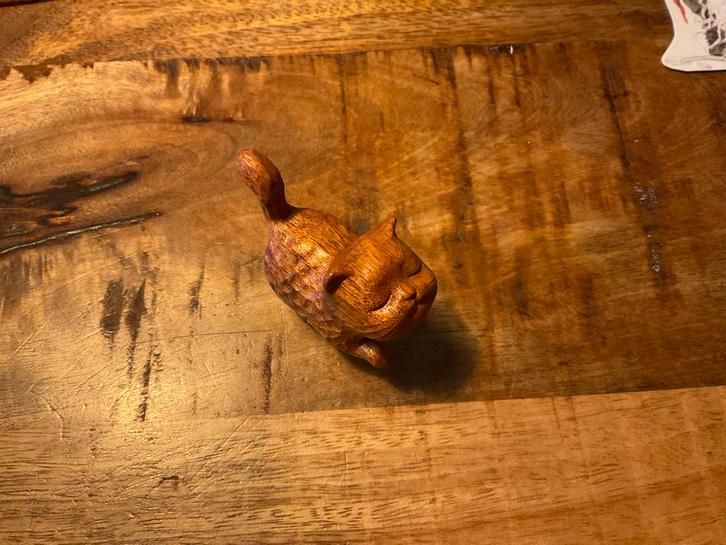 Houten Kat Beeldje, Antiek en Kunst, Kunst | Beelden en Houtsnijwerken, Ophalen