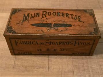 Zeer zeldzaam antiek groot Mijn Rookertje Sigarenblik 100st beschikbaar voor biedingen