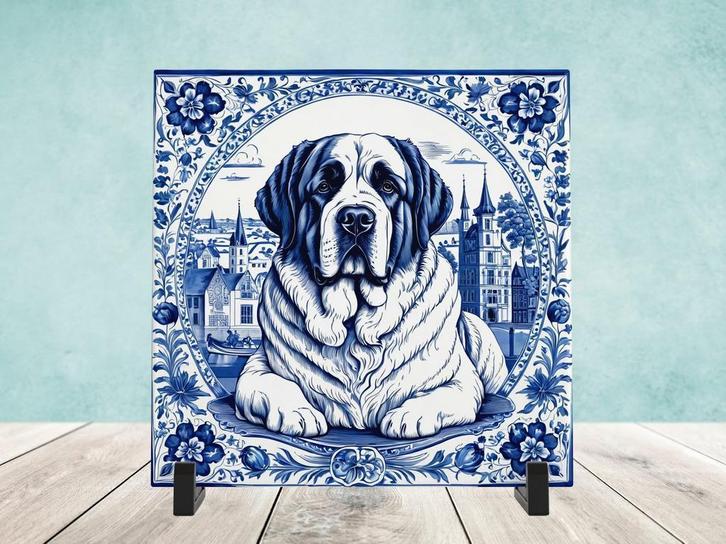 Sint Bernard Delfts Blauw tegel incl voet, Huis en Inrichting, Woonaccessoires | Overige, Nieuw, Ophalen of Verzenden