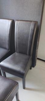 4x donkerbruine hoge leren eettafel stoelen, Ophalen, Zo goed als nieuw, Bruin, Vier