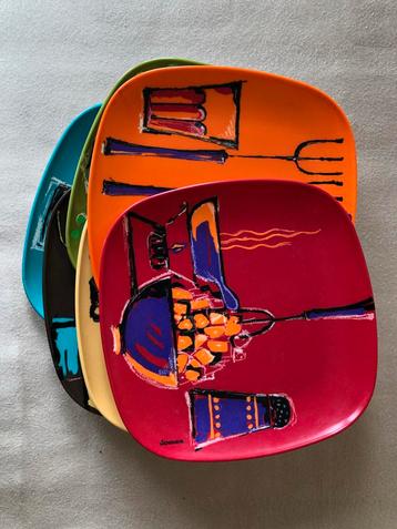 Niftrik Ornamin Wiederkehr 6 melamine Vintage Ontbijtborden beschikbaar voor biedingen