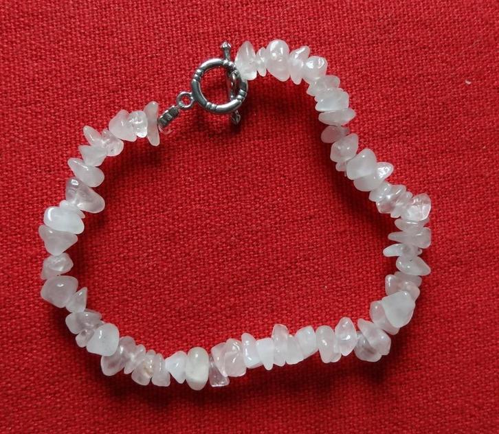 Nieuw: mooie rozekwarts split armband steeksluiting 22 cm, Sieraden, Tassen en Uiterlijk, Edelstenen, Nieuw, Ophalen of Verzenden