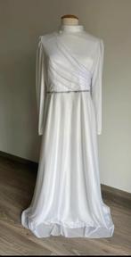 Witte glitter feest/bruiloft / verloving jurk, Maat 38/40 (M), Verzenden, Wit, Zo goed als nieuw