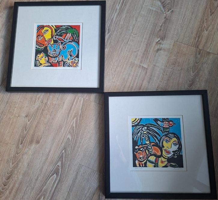 Set van 2 Zeefdruken van Fabian, Antiek en Kunst, Kunst | Litho's en Zeefdrukken, Ophalen