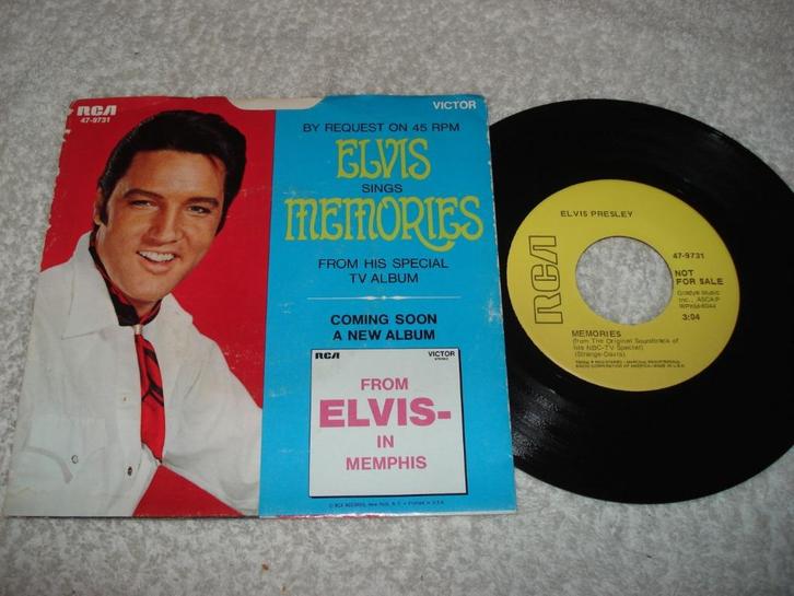 Elvis Presley   PROMO  Memories  Usa      Orgineel, Cd's en Dvd's, Vinyl Singles, Zo goed als nieuw, Single, 7 inch, Ophalen of Verzenden