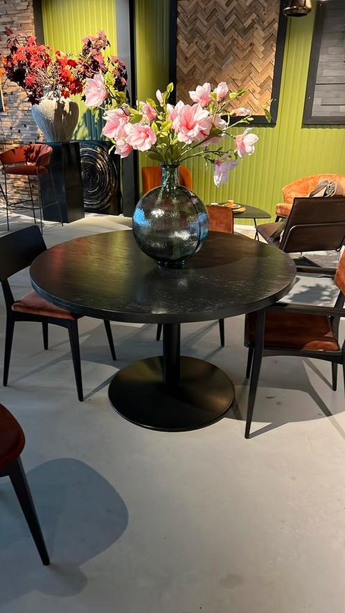 Ronde Eettafel Zwart | 120 Cm Diameter | 5 Stuks, Huis en Inrichting, Tafels | Eettafels, Nieuw, Rond, Ophalen of Verzenden