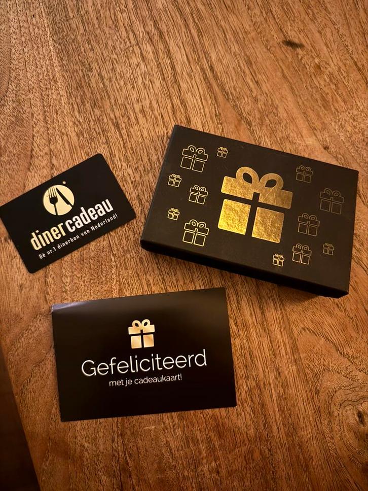 Diner cadeau Dé nr 1 dinerbon van Nederland! Twv €150, Tickets en Kaartjes, Kortingen en Cadeaubonnen, Twee personen, Cadeaubon