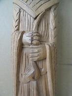 Houten beeld Heilige Antonius van Egypte met pijp 38cm 1950, Ophalen of Verzenden, Zo goed als nieuw, Beeld(je), Christendom | Katholiek
