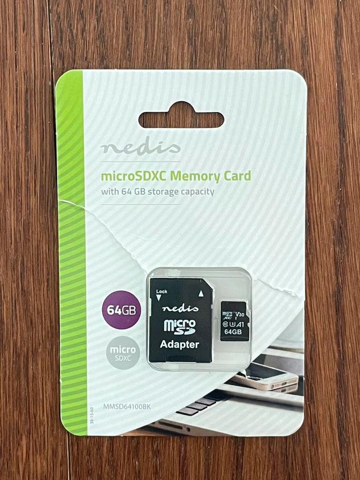 micro SD card 64GB met adapter, Audio, Tv en Foto, Fotografie | Geheugenkaarten, Nieuw, 64 GB, Ophalen of Verzenden