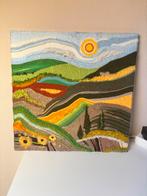 Wol Schilderij - Landschap Reliëf, 50 tot 75 cm, Ophalen of Verzenden, Zo goed als nieuw, Schilderij
