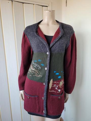 Vintage wolblend vest 3 kleurig met details maat 40/42 beschikbaar voor biedingen