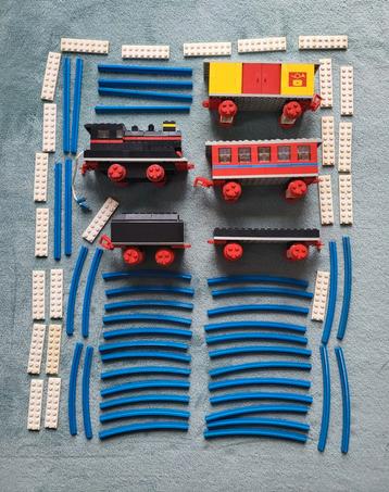 Lego trein 4,5 Volt blauwe rails locomotief & wagon set 116. beschikbaar voor biedingen