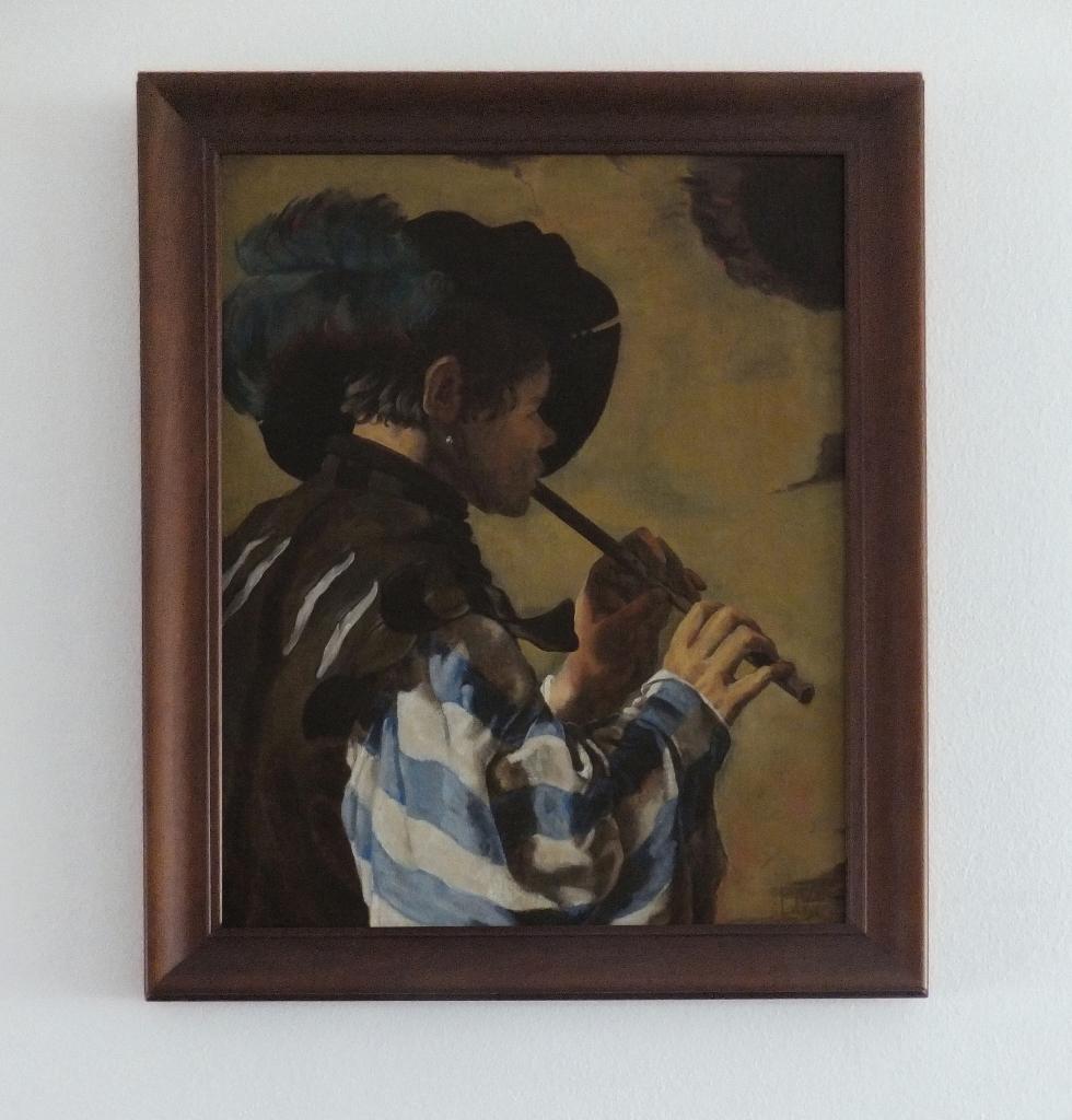 Hendrick ter Brugghen - De Fluitspeler (kopie in olieverf), Ophalen of Verzenden