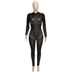 Dames catsuit 35 / bodysuit zwarte glitter doorzichtig feest, Nieuw, Kleding, Verzenden