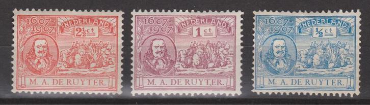 NVPH 87 - 89 ongebruikt de Ruyter 1907 OUD NEDERLAND p/stuk, Postzegels en Munten, Postzegels | Nederland, Postfris, T/m 1940
