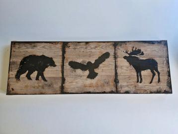 Houten Wanddecoratie - Beer, Vogel, Eland - Nieuw beschikbaar voor biedingen