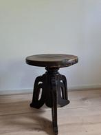 Antieke Bijzet Tafel /  Kruk, Ophalen, Rond, Minder dan 55 cm
