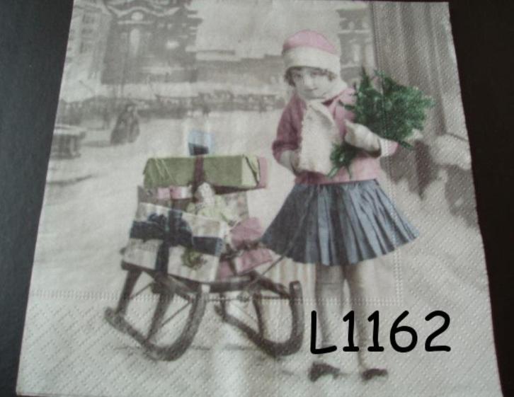 Servetten decoupage/bullet journal – meisje met slee L1162, Hobby en Vrije tijd, Knutselen, Nieuw, Materiaal, Verzenden