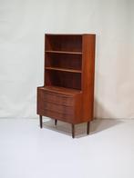 Boekenkast secretaire lades vintage Deens teak, Huis en Inrichting, Kasten | Boekenkasten, Ophalen, Teakhout, 50 tot 100 cm, Zo goed als nieuw